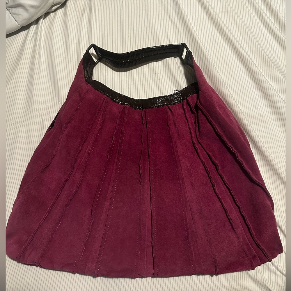 Vintage Kenneth Coleman burgundy suede tote bag